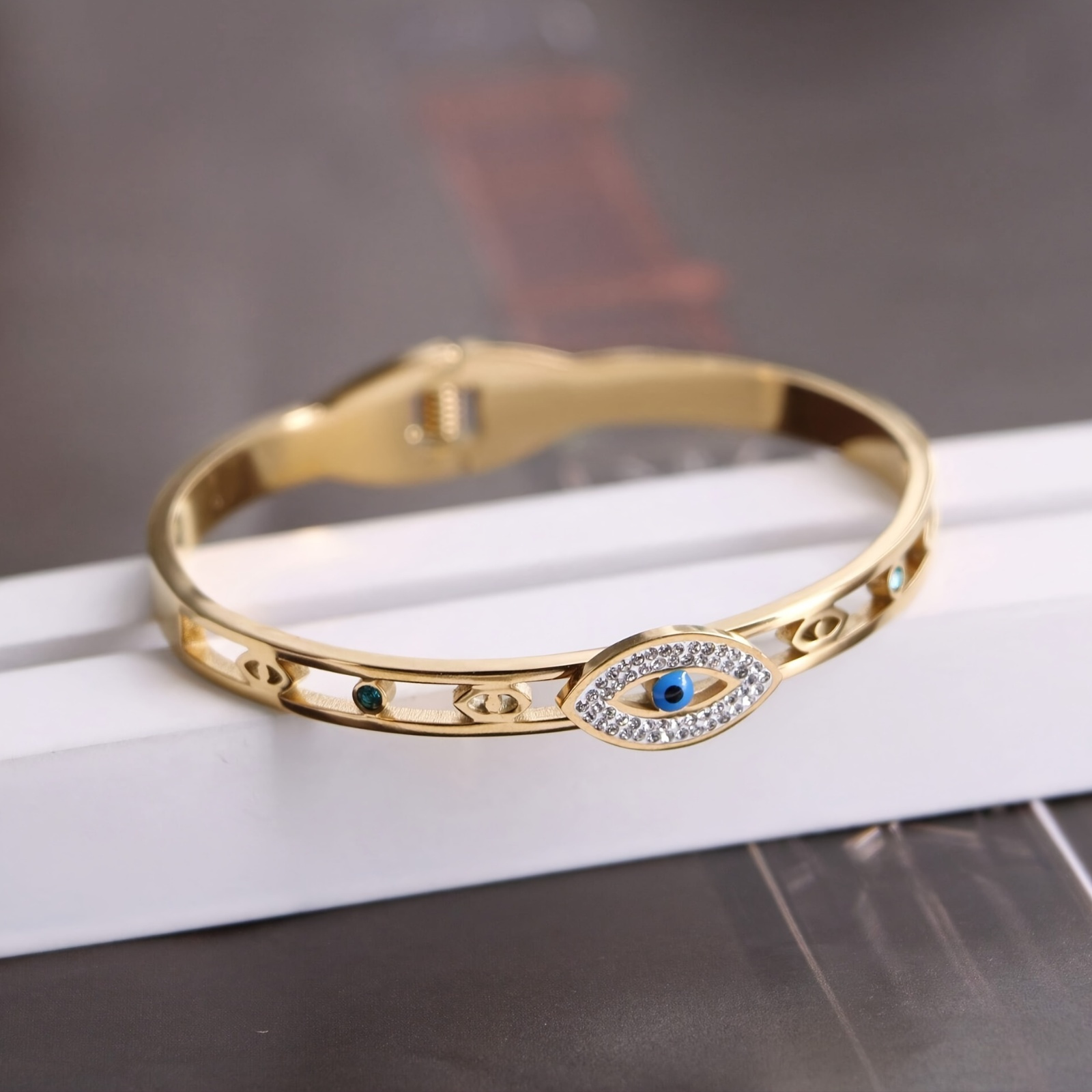 Evil Eye Stainless Steel Bracelet 18K Golden Plated Vintage Style